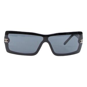 CHANEL Auth Black y2k Shield Sunglasses 5067